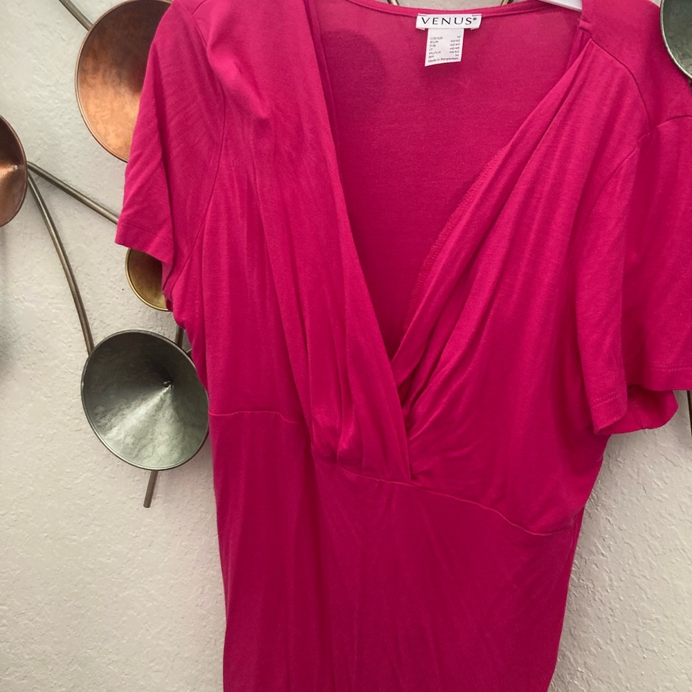 Venus Hot Pink V Neck Top